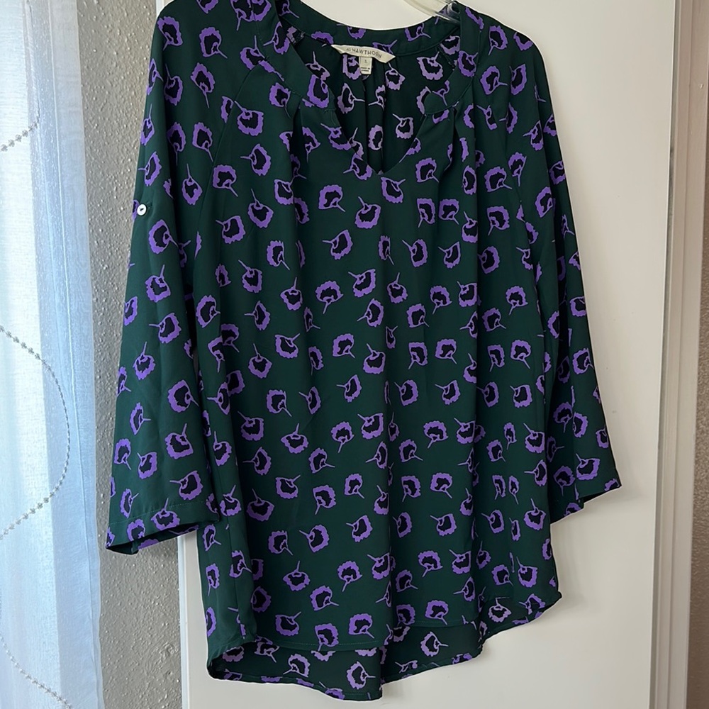 41 Hawthorn Blue Relaxed Tie Front Blouse